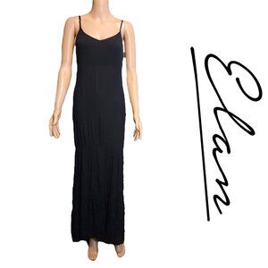 Elan Tiered Gauze Cover-Up Maxi Dress NWT Black Large Broken Strap